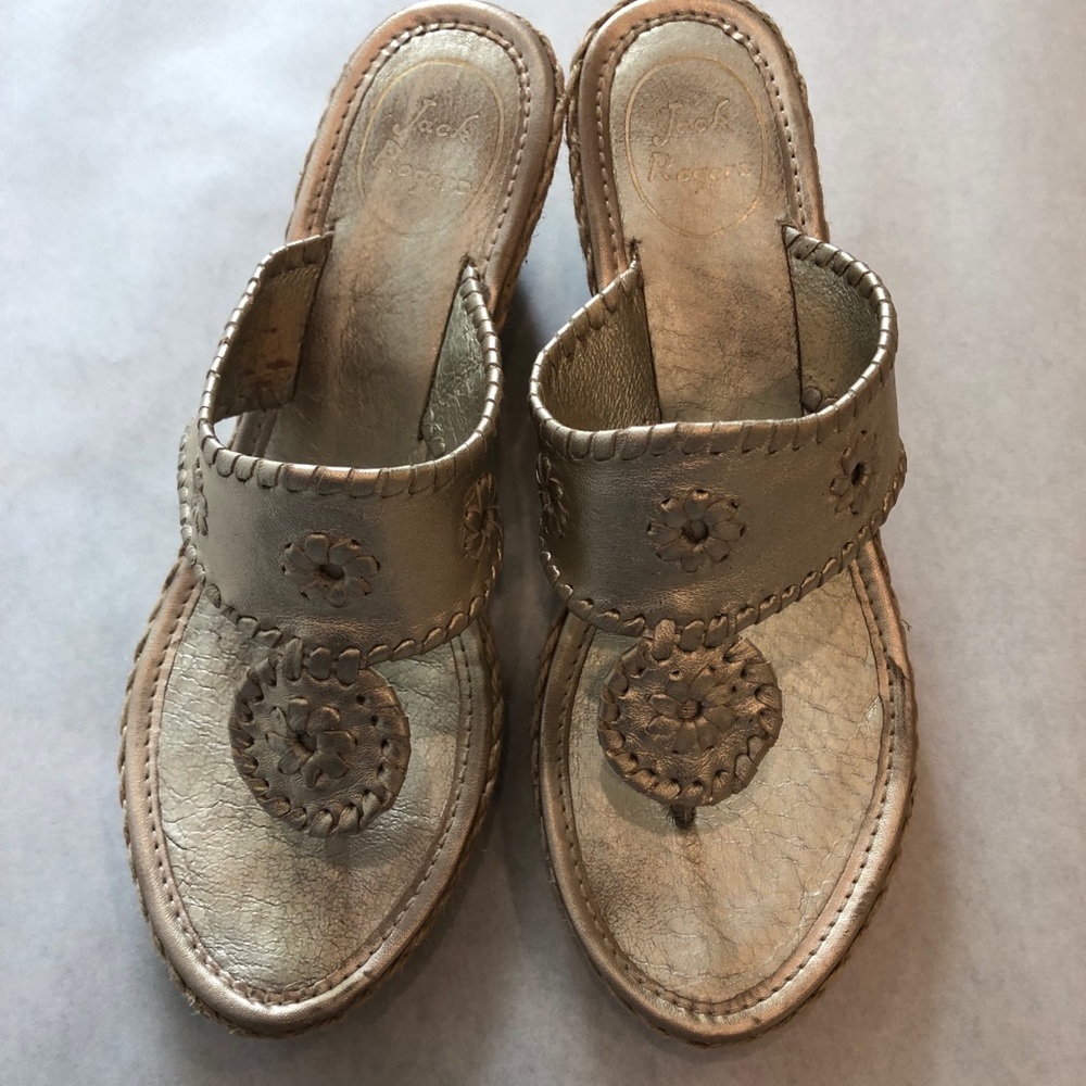 Jack Rogers Marbella Gold Wedges size 8.5 M 8 1/2